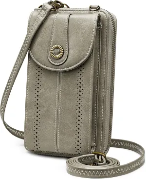 S-ZONE Women RFID Blocking Crossbody Cell Phone Purse Small Faux Leather Wallet Purse