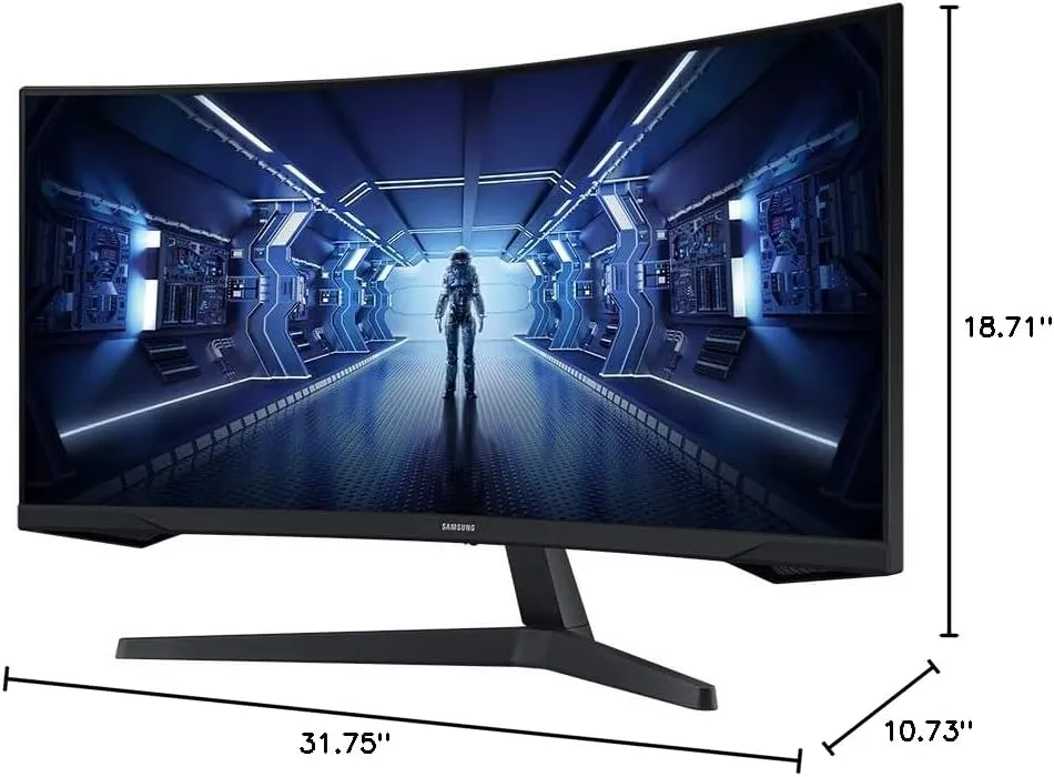 Samsung 34' Odyssey G5 Ultra-Wide Gaming Monitor with 1000R Curved Screen, 165Hz, 1ms, FreeSync Premium, Large Display, Eye Comfort, Multiple Ports, WQHD, LC34G55TWWNXZA, 2020, Black