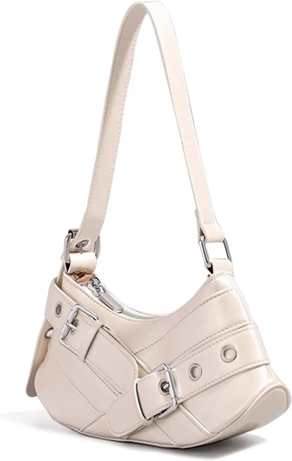Sanxine Shoulder Bag for Women Y2k Small Purse Designer Punk Style Hobo Handbags Vegan Leather Trendy Crescent Bags