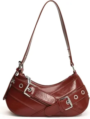 Sanxine Shoulder Bag for Women Y2k Small Purse Designer Punk Style Hobo Handbags Vegan Leather Trendy Crescent Bags