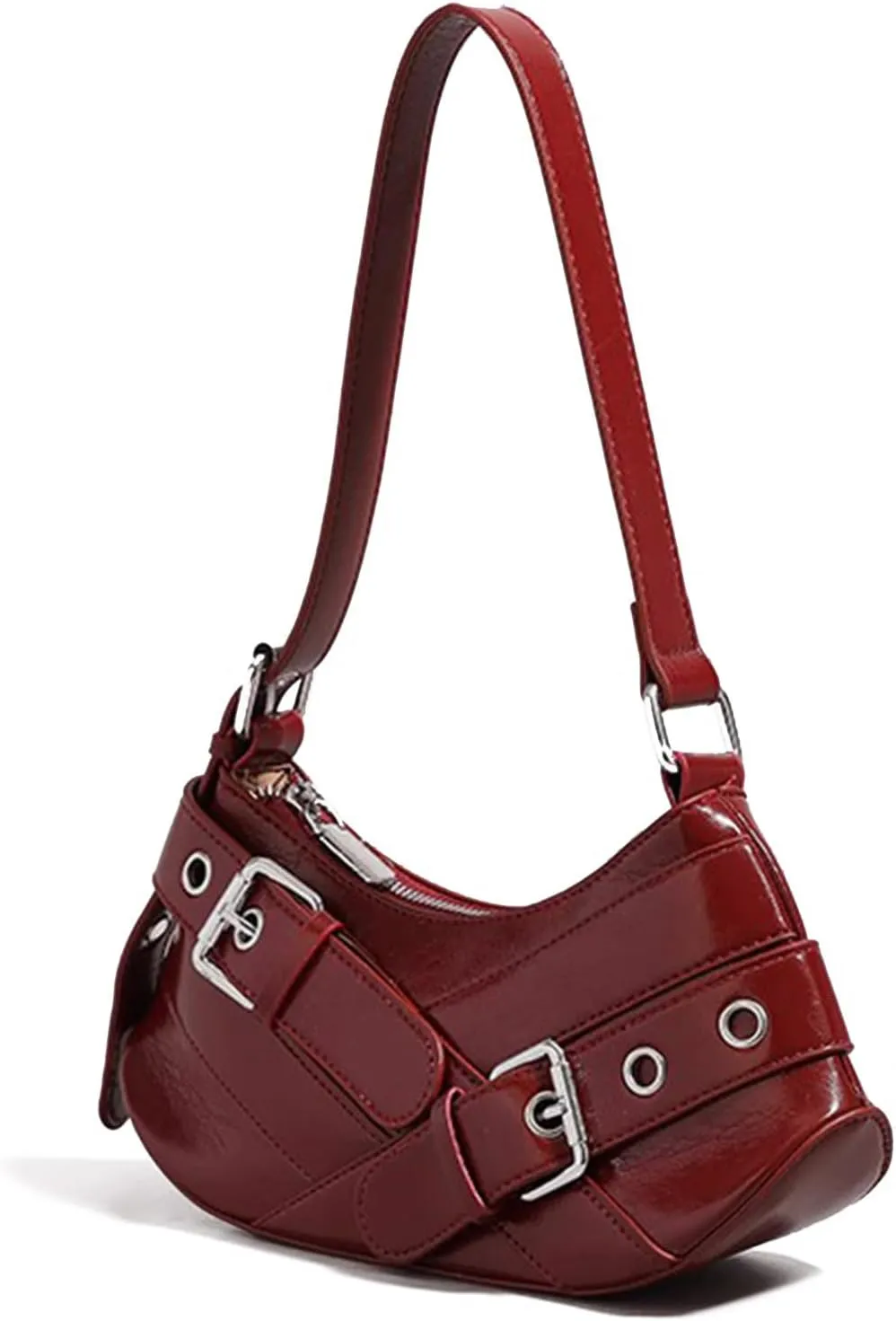 Sanxine Shoulder Bag for Women Y2k Small Purse Designer Punk Style Hobo Handbags Vegan Leather Trendy Crescent Bags