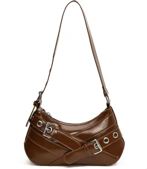 Sanxine Shoulder Bag for Women Y2k Small Purse Designer Punk Style Hobo Handbags Vegan Leather Trendy Crescent Bags