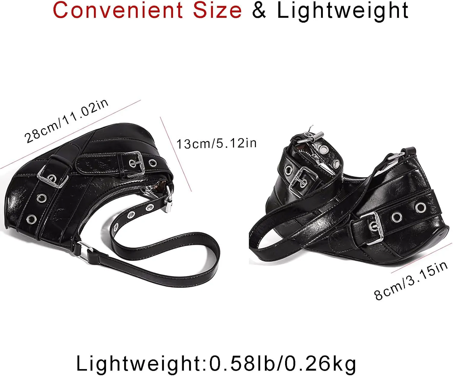 Sanxine Shoulder Bag for Women Y2k Small Purse Designer Punk Style Hobo Handbags Vegan Leather Trendy Crescent Bags