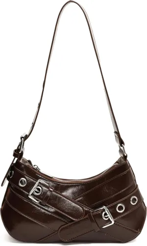 Sanxine Shoulder Bag for Women Y2k Small Purse Designer Punk Style Hobo Handbags Vegan Leather Trendy Crescent Bags