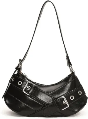 Sanxine Shoulder Bag for Women Y2k Small Purse Designer Punk Style Hobo Handbags Vegan Leather Trendy Crescent Bags