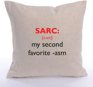 SARC - My Second Favorite Asm - Linen Fabric Couch Throw Pillow Cover Modern Sofa Pillowcase for Home Decor - 16 Inch Square