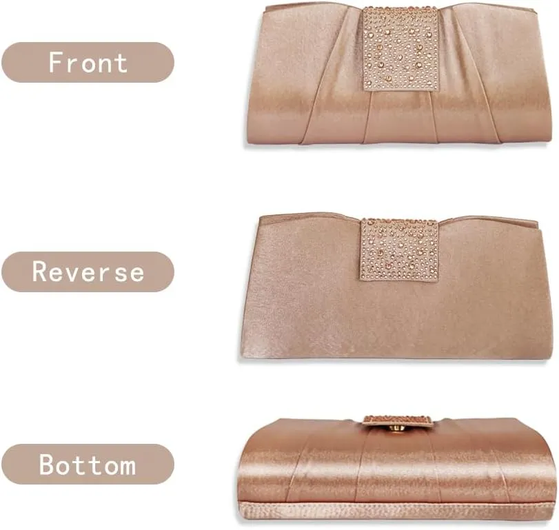 Satin Evening Clutch Purses for Women Formal Wedding Party Handbag Simple Classic Bags