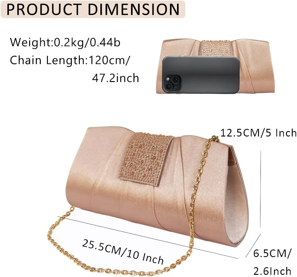 Satin Evening Clutch Purses for Women Formal Wedding Party Handbag Simple Classic Bags