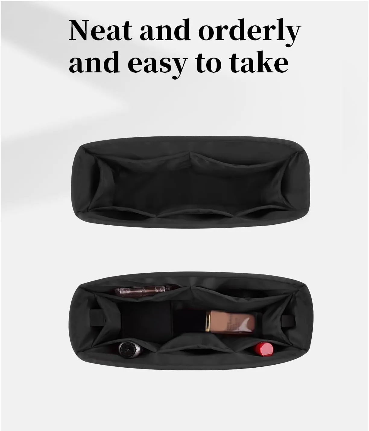 Satin Purse Organizer for Kelly Danse 22, Handbag Organizer Insert Compatible with Hermes Kelly Danse, Inner bag for Women Everyday Use, Lightweight Shaper with Pockets(Black,Danse 22)