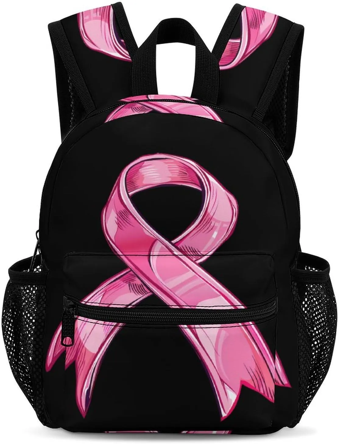 Satin Ribbon Breast Cancer Backpack Cute Laptop Bag Mini Shoulder Bags Travel Casual Daypacks 13 Inch