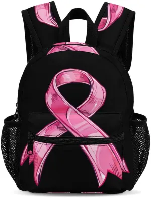Satin Ribbon Breast Cancer Backpack Cute Laptop Bag Mini Shoulder Bags Travel Casual Daypacks 13 Inch