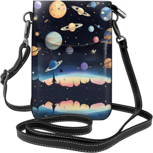 Saturn Jupiter Earth Exquisite Design Printed Leather Crossbody Phone Bag - Portable Fashion Practical Phone Protection