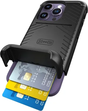 Scooch® for iPhone 14 Pro Case with Card Holder, Wingmate Wallet Case with Hidden Card Slot and RFID Protection for up to 4 Cards, 10-Foot Drop Protection, Black