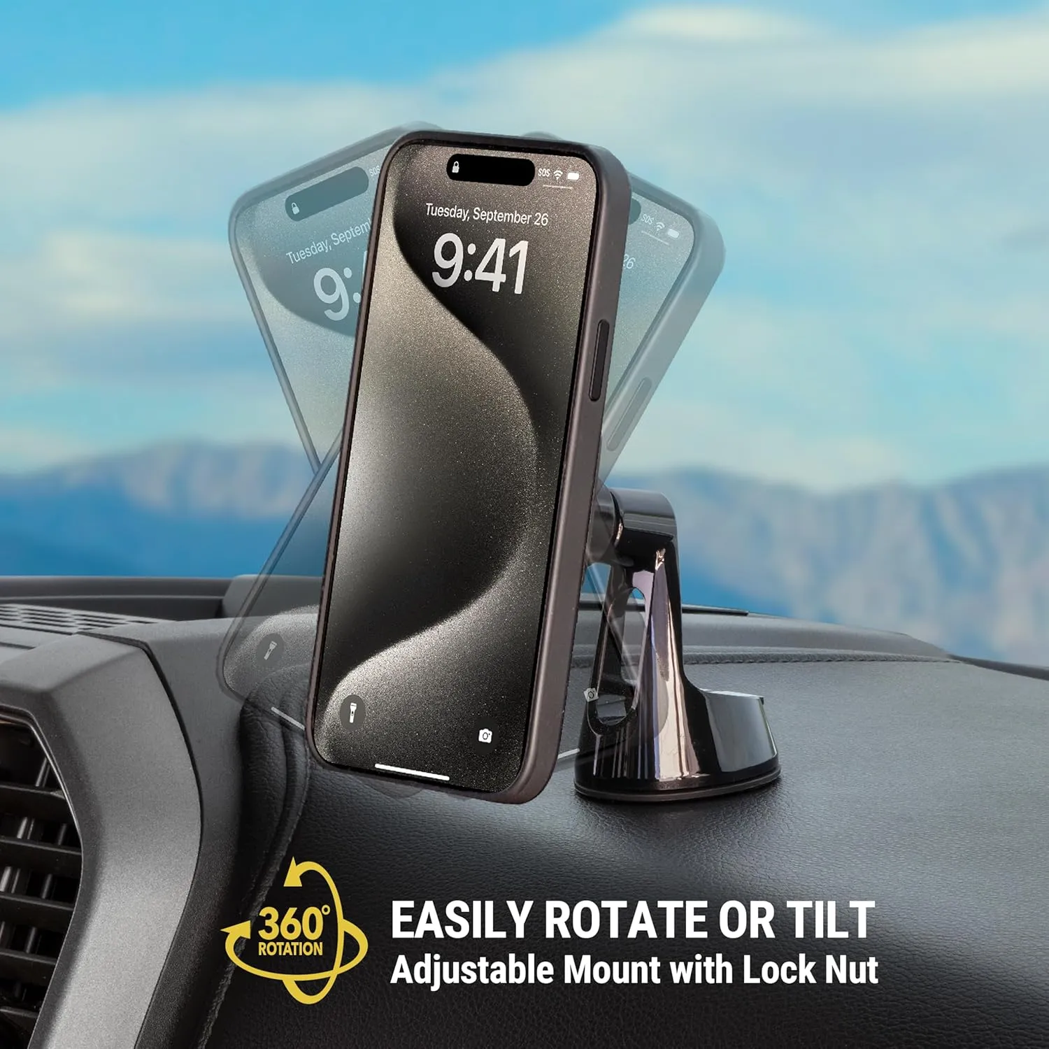 Scosche MPMSWDV iPhone MagSafe Car Mount, Magnetic Phone Holder for Car Dashboard/Windshield/Vent, Hands Free Cell Phone Holder for Car Compatible with iPhone 16/15/14/13/12 Series and Mag Safe Case