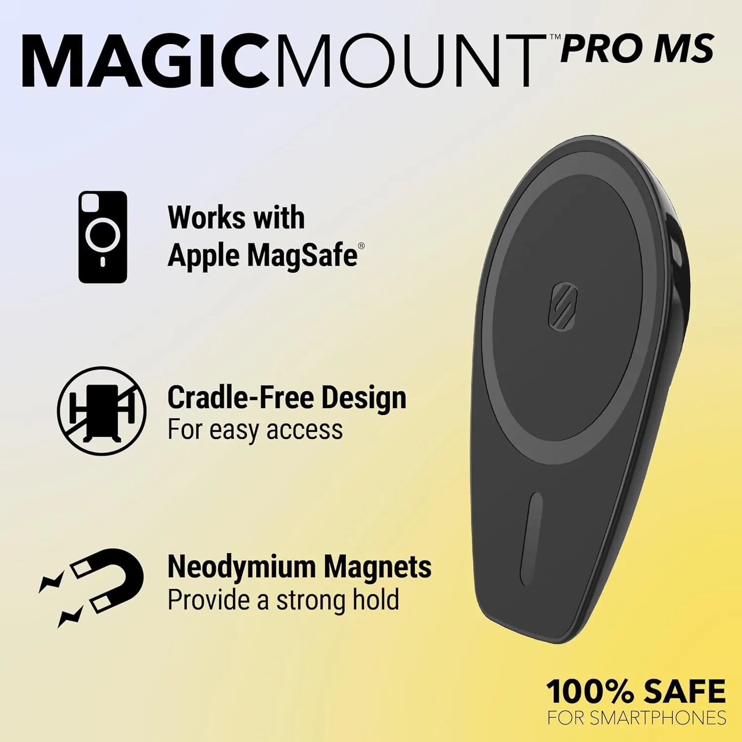 Scosche MPMSWDV iPhone MagSafe Car Mount, Magnetic Phone Holder for Car Dashboard/Windshield/Vent, Hands Free Cell Phone Holder for Car Compatible with iPhone 16/15/14/13/12 Series and Mag Safe Case