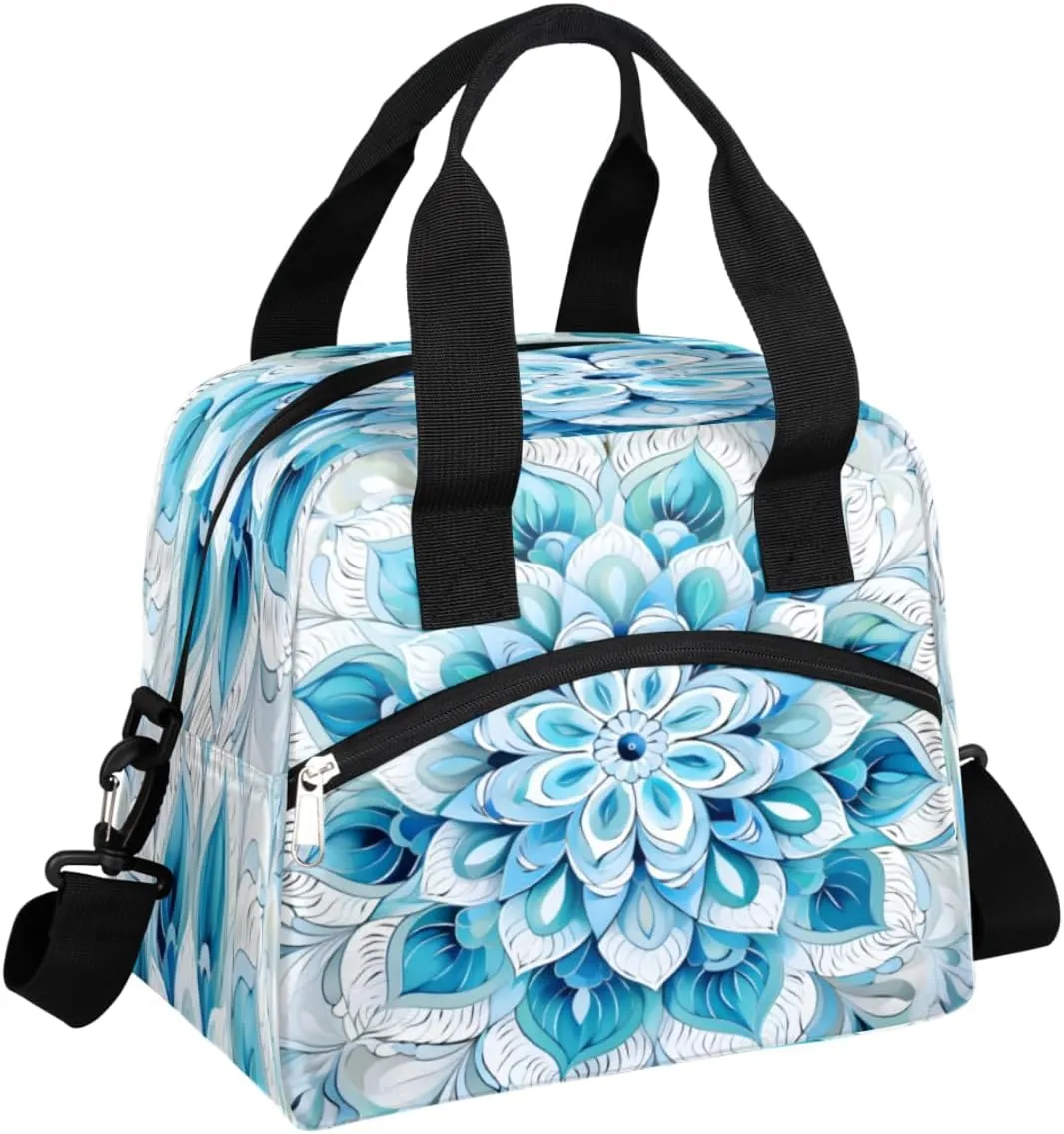 Sea Starfish Insulated Lunch Bag Women Reusable Lunch Tote for Adult Men Adjustable Shoulder Strap Cooler Durable Lunch Box for Picnic Office Work Travel