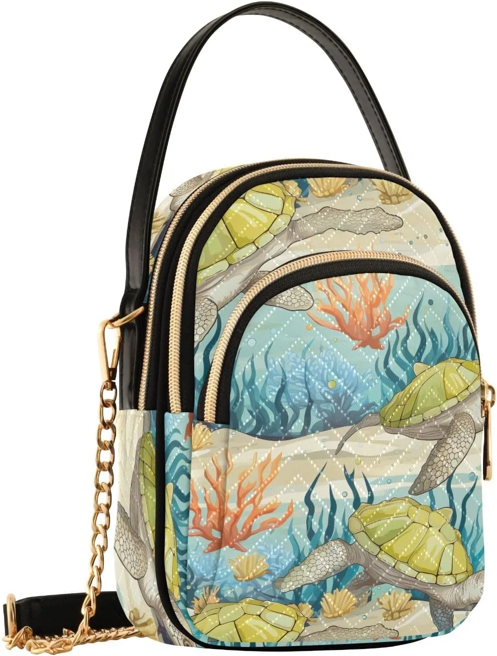 Sea Turtles Starfish Seaweed Tropical Small Crossbody Bags for Women Cell Phone Shoulder Purse Handbags Wallet 21214935