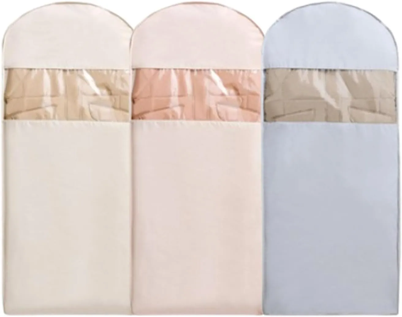 Self-Compression Hanging Garment Bag - Space Saver for Coats/Jackets with Dustproof PEVA Cover (3 Pcs C,One Size)
