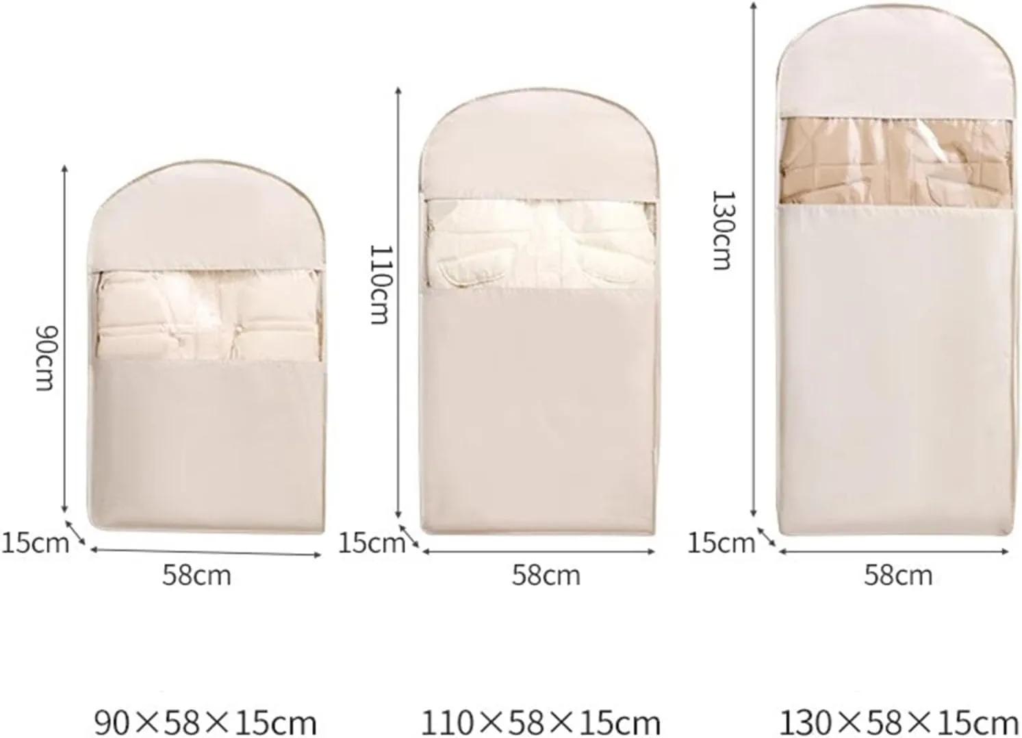 Self-Compression Hanging Garment Bag - Space Saver for Coats/Jackets with Dustproof PEVA Cover (3 Pcs C,One Size)