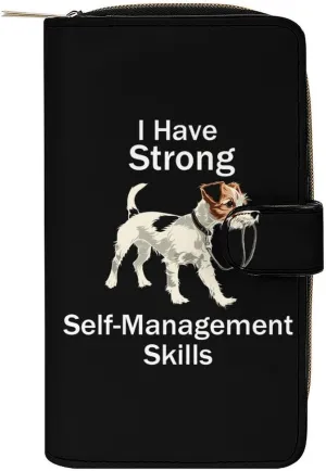 Self-Management Skills Leather Wallets for Men Women Zipped Clutch Purse Travel Handbag Card Case Wallet