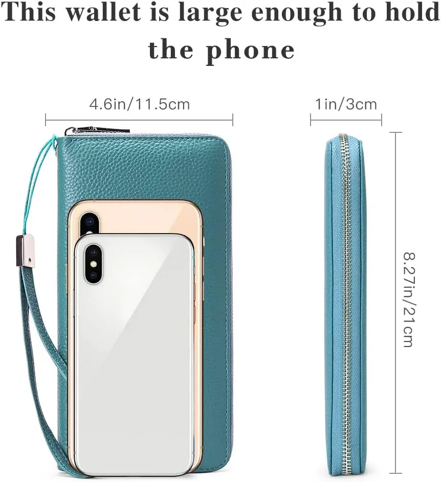 SENDEFN Leather Women's Wallets RFID Blocking Zip Around Large Capacity Long Credit Card Holder Wallet