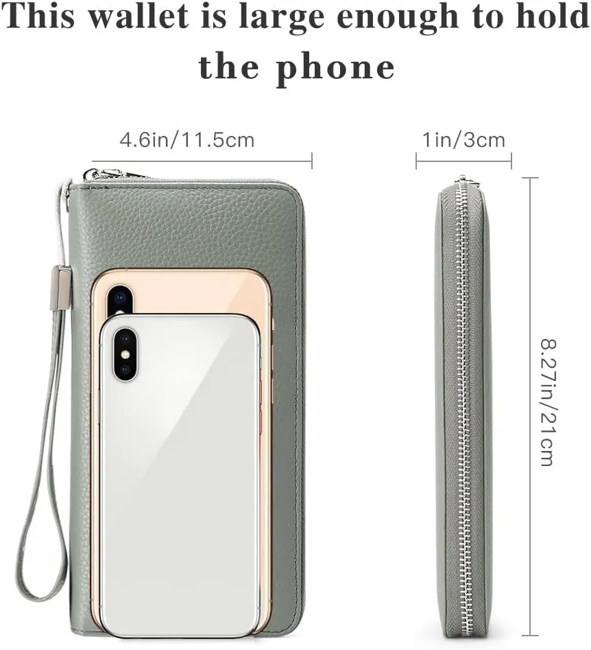 SENDEFN Leather Women's Wallets RFID Blocking Zip Around Large Capacity Long Credit Card Holder Wallet