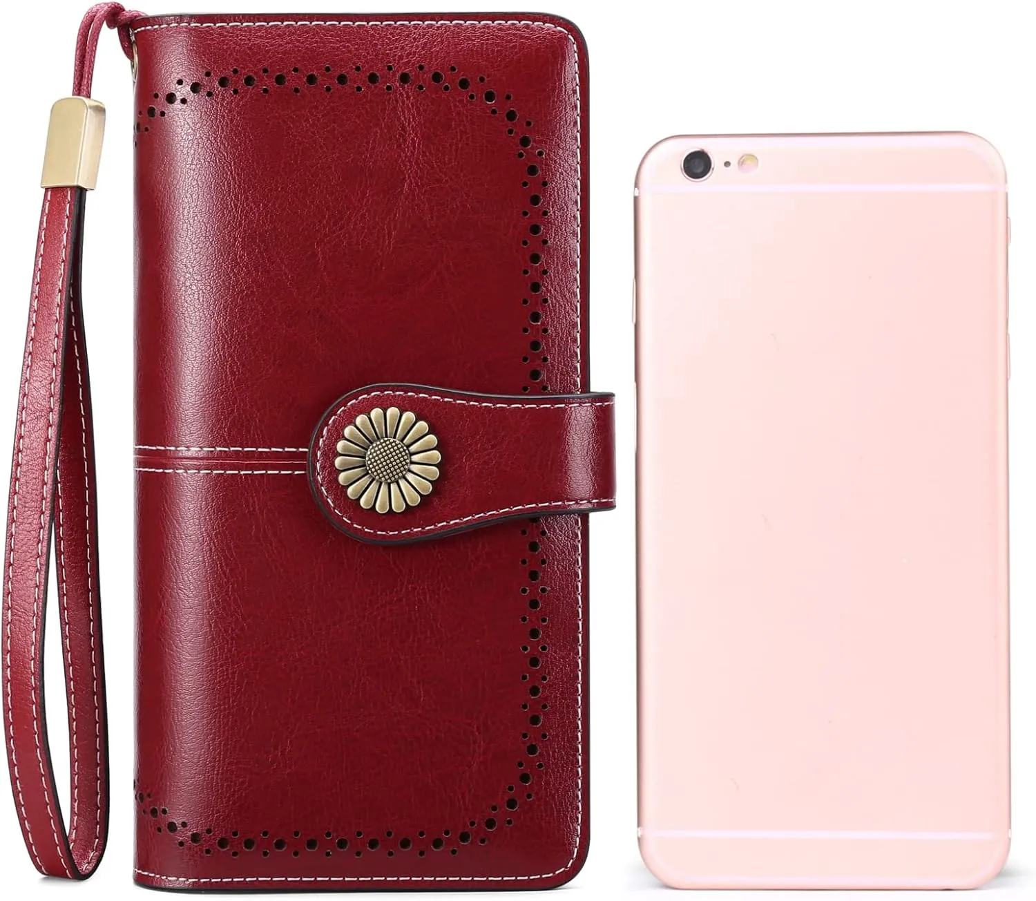 SENDEFN Wallets for Women Leather Credit Card Holder with RFID Blocking Large Capacity Wristlet