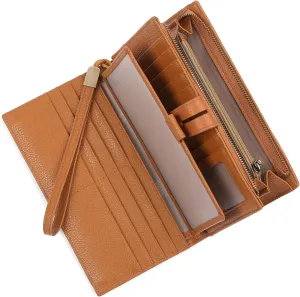 SENDEFN Women's Wallet Large Capacity RFID Blocking Leather Wallets Credit Cards Organizer with Checkbook Holder