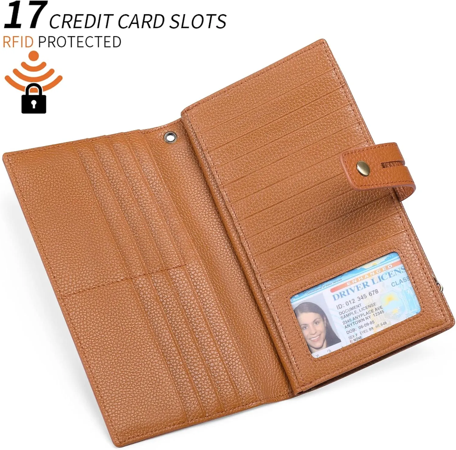 SENDEFN Women's Wallet Large Capacity RFID Blocking Leather Wallets Credit Cards Organizer with Checkbook Holder