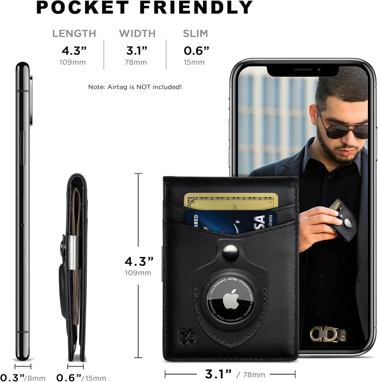 SERMAN BRANDS Money Clip Wallet - Mens Wallets slim Front Pocket RFID Blocking Card Holder Minimalist Mini Bifold