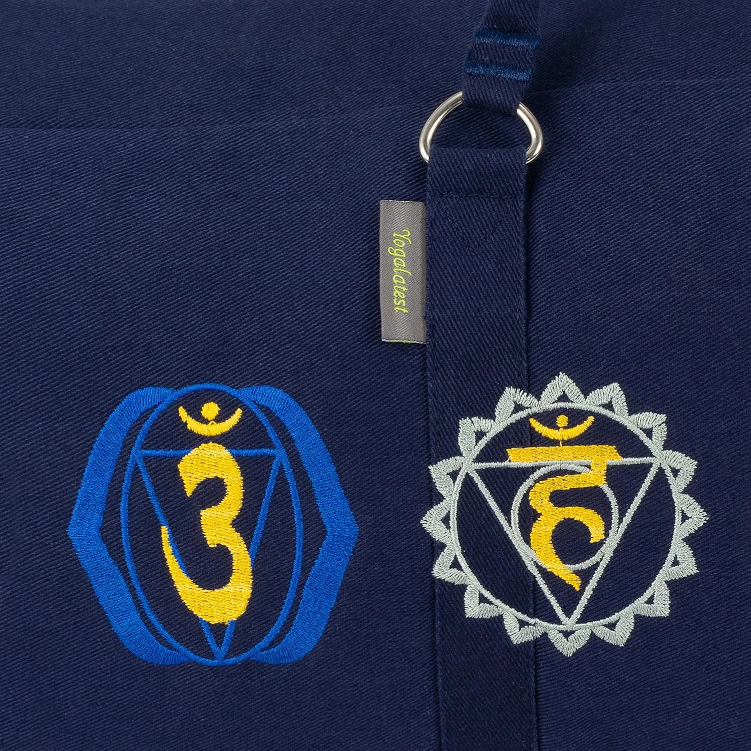 Seven Chakra Cotton Canvas Yoga Kit Bag for Men & Women Cotton Fabric With 7 Chakra Embroidery Carrier Bag Large Pocket (29x8x12)