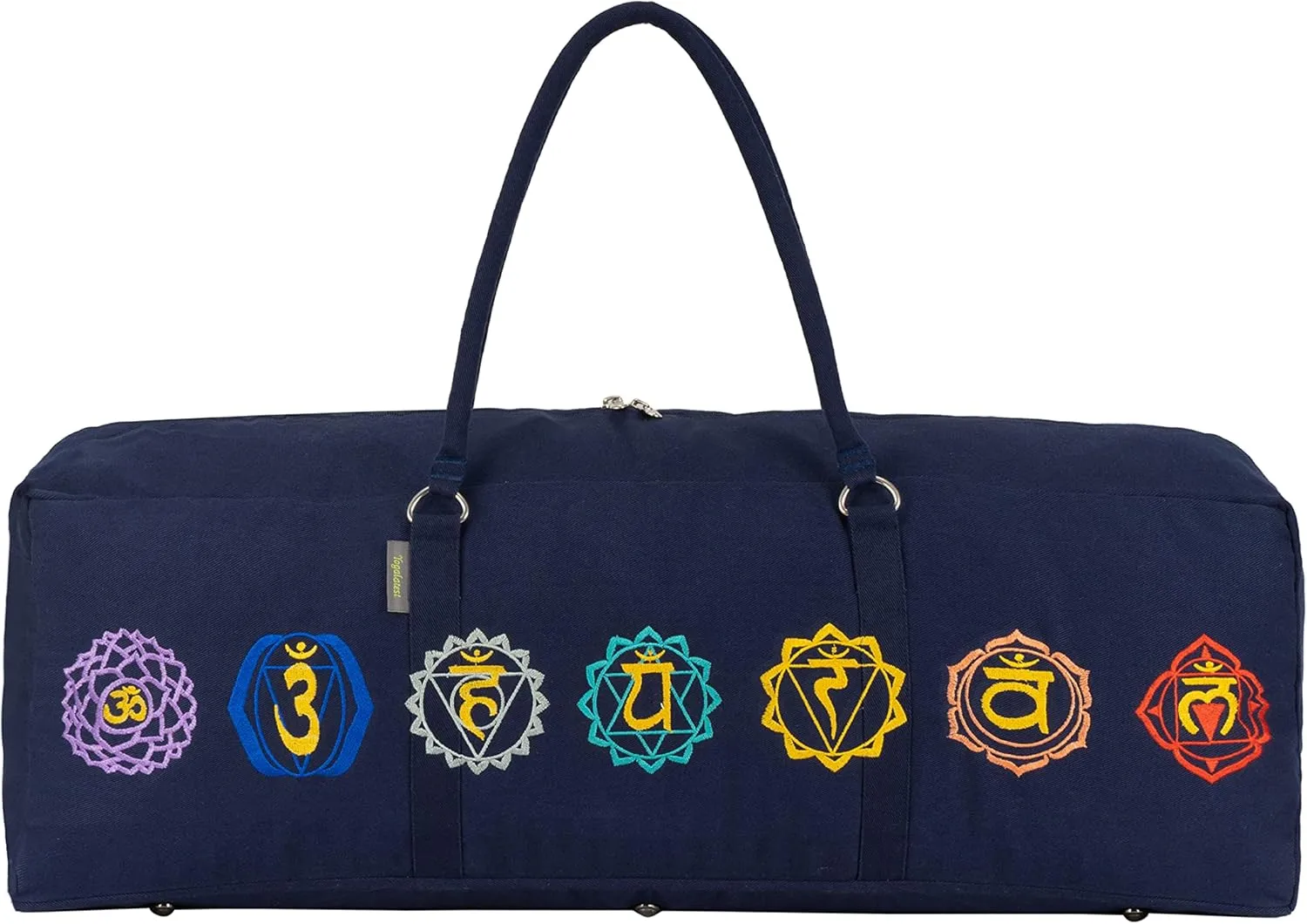 Seven Chakra Cotton Canvas Yoga Kit Bag for Men & Women Cotton Fabric With 7 Chakra Embroidery Carrier Bag Large Pocket (29x8x12)