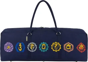 Seven Chakra Cotton Canvas Yoga Kit Bag for Men & Women Cotton Fabric With 7 Chakra Embroidery Carrier Bag Large Pocket (29x8x12)