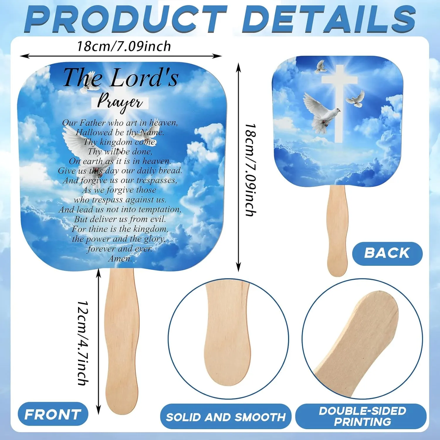 Sherr 50 Pcs Christian Church Fans Bulk The Lord's Prayer Church Fans Parlor Fans Religious Fans Hand Held Church Handheld Fans Church Products for Church Services