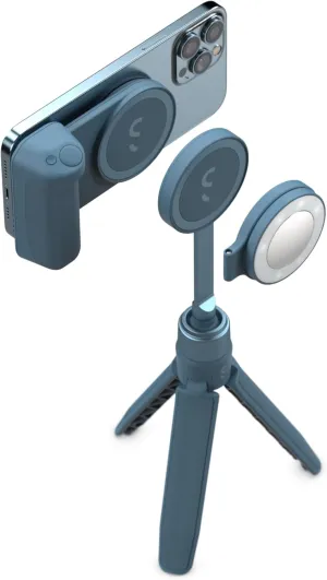 ShiftCam SnapGrip Creator Kit - Includes SnapGrip, SnapLight, SnapPod and Carry Pouch - Magnetic Mount Snaps on to Any Phone | Blue Jay