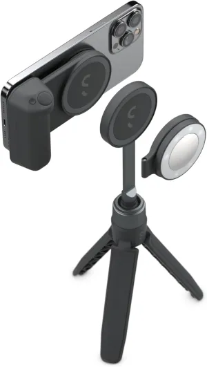 ShiftCam SnapGrip Creator Kit - Includes SnapGrip, SnapLight, SnapPod and Carry Pouch - Magnetic Mount Snaps on to Any Phone | Midnight