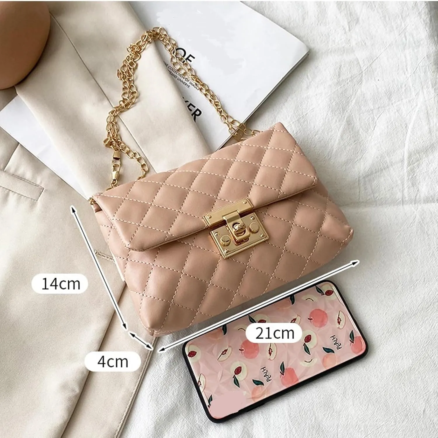 Shoulder Bag Trendy PU Leather Crossbody Bag for Women Small Embroidery Thread Handbag Casual Shoulder Purse(White)