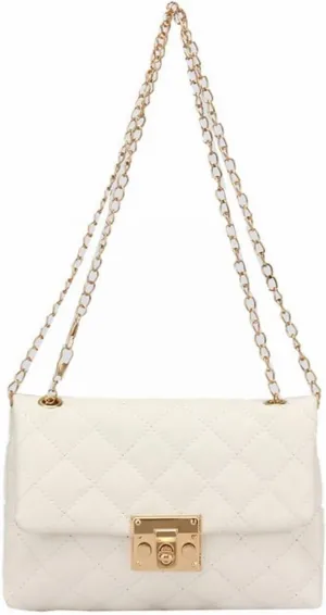 Shoulder Bag Trendy PU Leather Crossbody Bag for Women Small Embroidery Thread Handbag Casual Shoulder Purse(White)