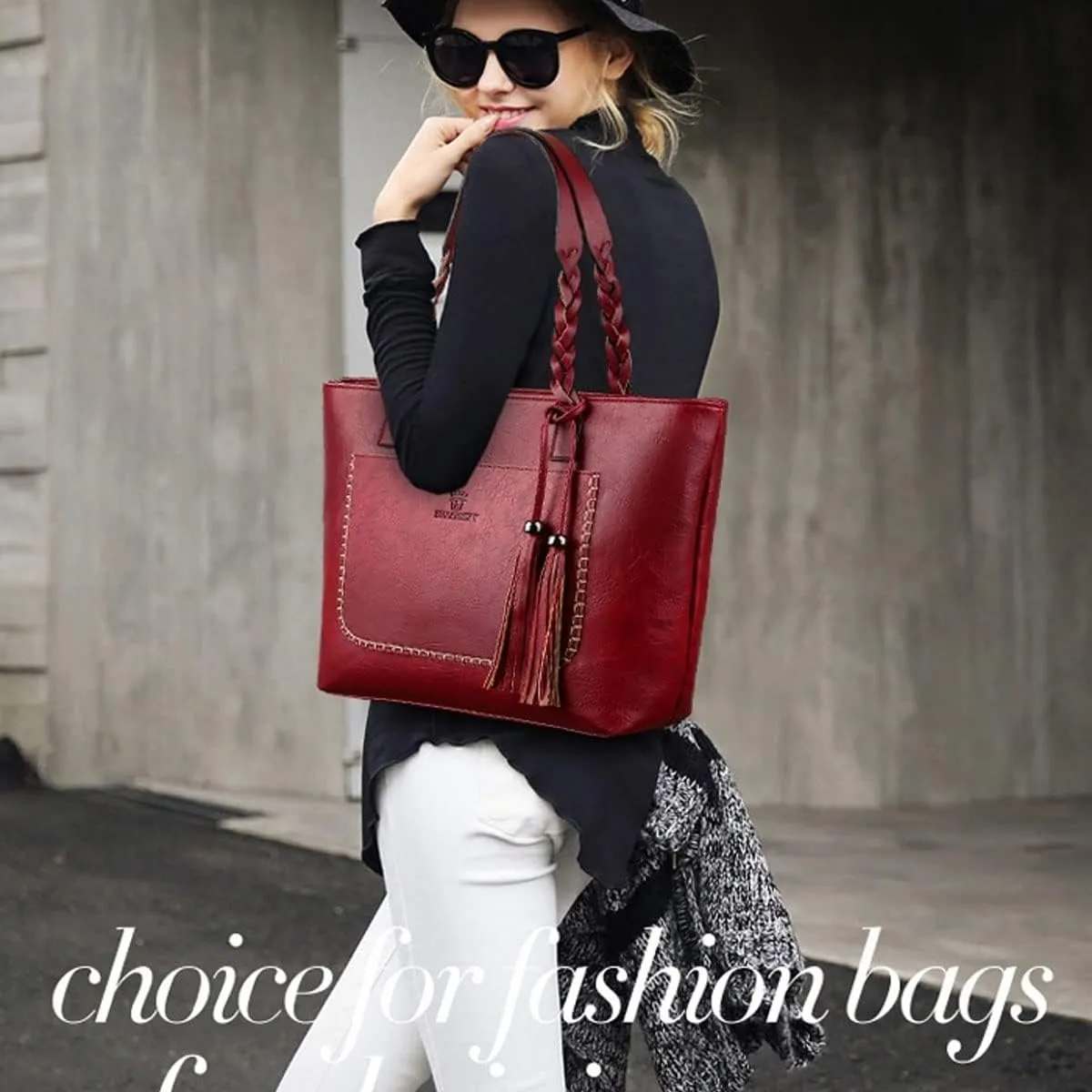 Shoulder Bags and Purses for Women PU Leather Fashion Handbag Tote Retro Top-Handle Satchel with Tassle