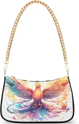 Shoulder Bags for Women Color Fire Phoenix Hobo Tote Handbag Small Clutch Purse with Zipper Closure
