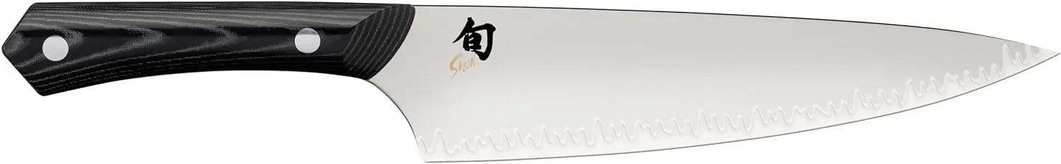Shun Narukami 8" Chef’s Knife, Handcrafted Japanese Kitchen Knife for Professional and Home Chefs, Blue II Carbon Steel Core and San Mai Stainless Steel Cladding, Micarta Handle
