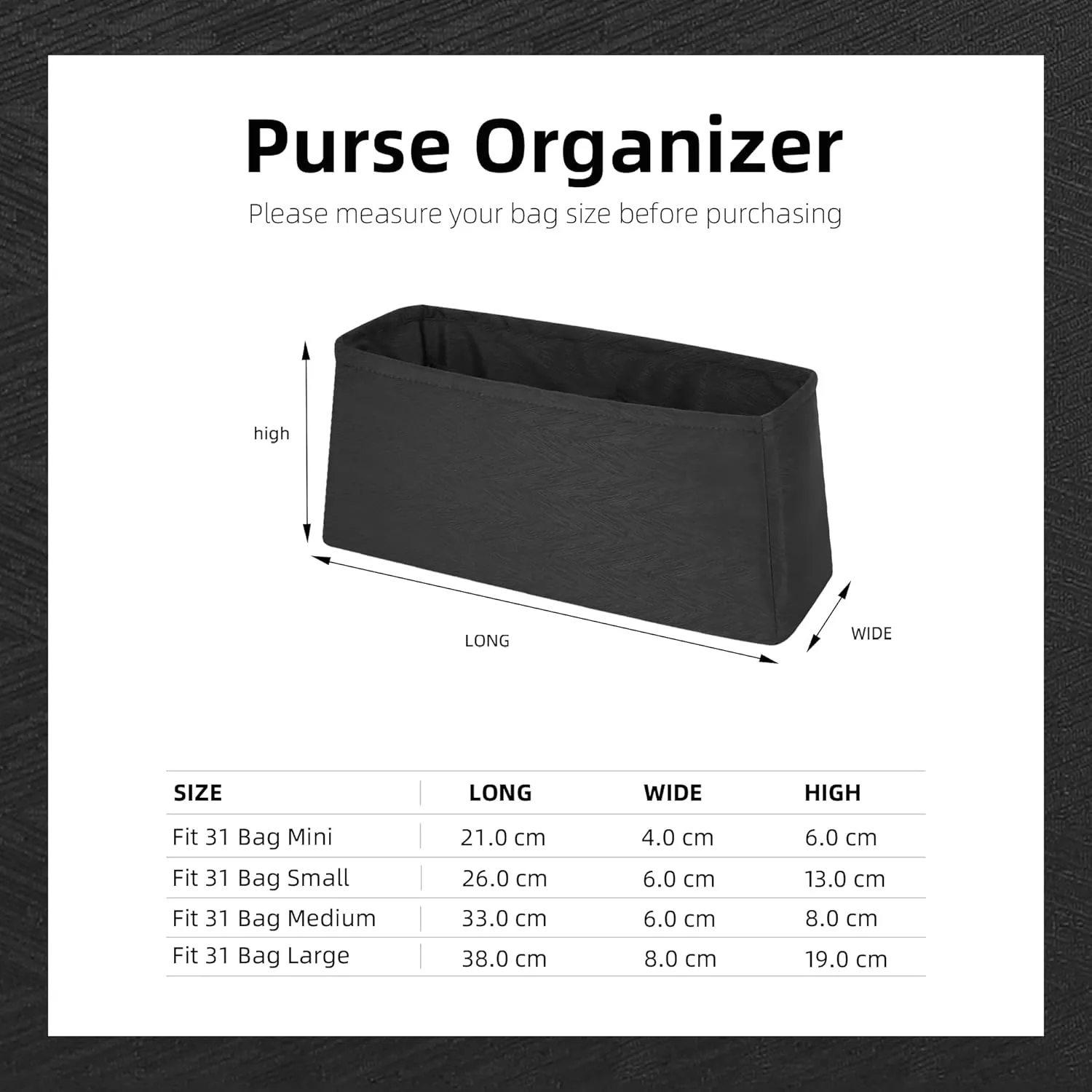 Silk Purse Organizer Insert fits Chanel 31 Bags, Silky Smooth Bag Organizer, Large Capacity Inner Bag, Luxury Handbag Tote Shaper (Mini, Black)
