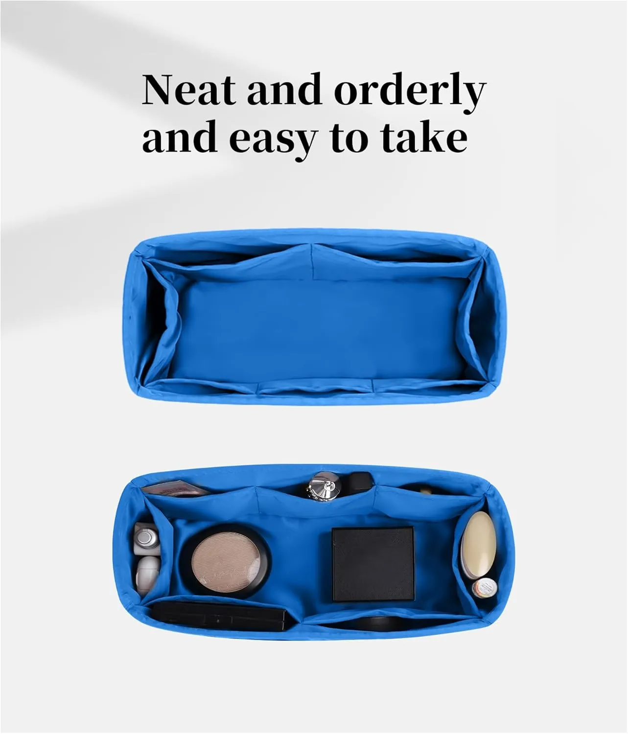 Silky Bag Insert for Mini Kelly II, Purse Organizer Compatible with Hermes Kelly, Lightweight Luxury Bag Shaper with Multiple Pockets for Daily Use (Blue hydra, Mini II)