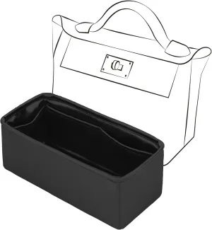 Silky Insert for Kelly 24/24-21, Lightweight Purse Organizer Insert Compatible with Hermes Kelly 2424 Mini, Silky Smooth Handbag Shaper(Black)