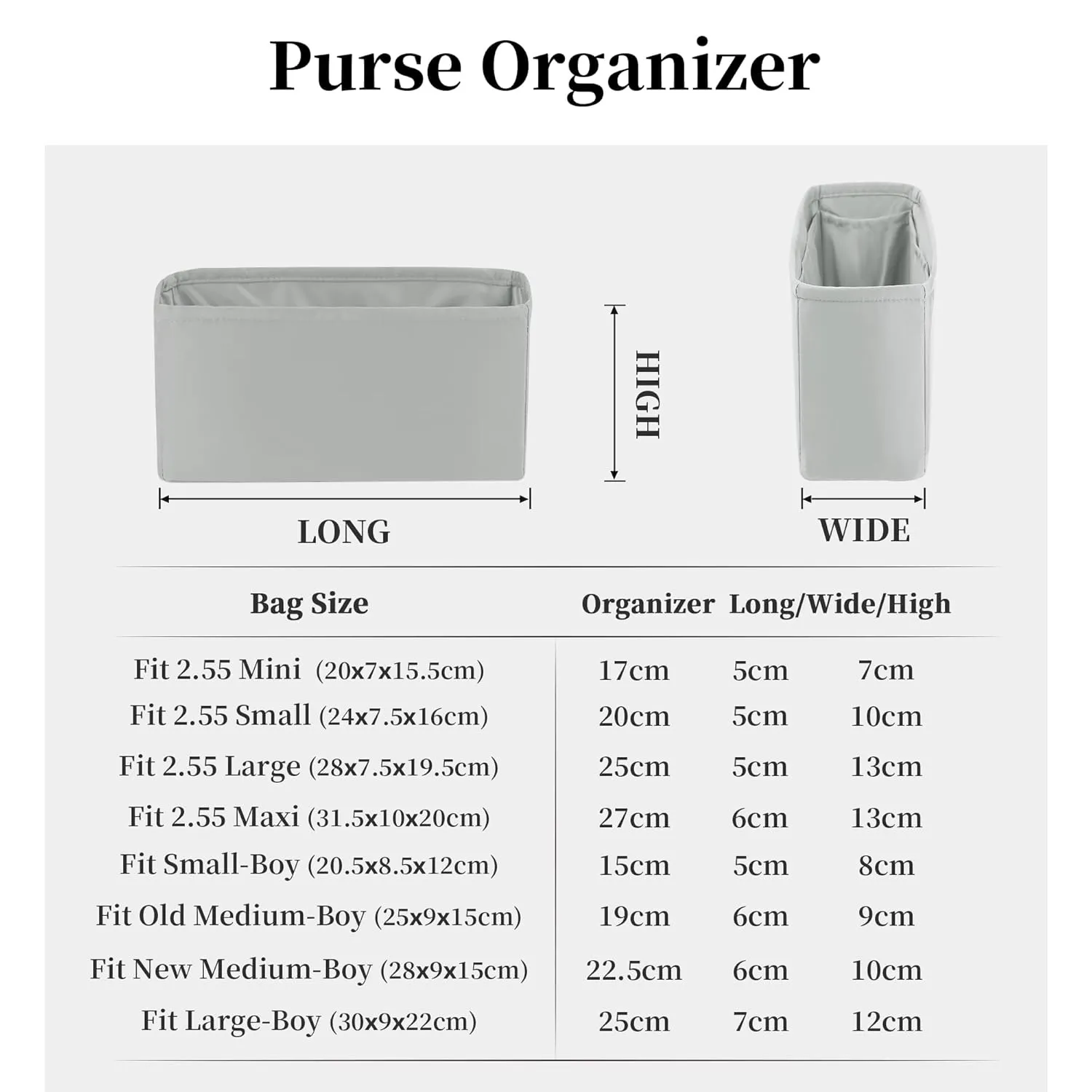 Silky Maxi 2.55 Handbag Organizer Insert, KINGS IN BAG Purse Organizer Compatible with Chanel Maxi 2.55 Bag, Lightweight and Soft Touch Bag Shaper with Pockets (Maxi 2.55, Peral Grey)