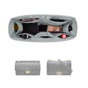 Silky Maxi 2.55 Handbag Organizer Insert, KINGS IN BAG Purse Organizer Compatible with Chanel Maxi 2.55 Bag, Lightweight and Soft Touch Bag Shaper with Pockets (Maxi 2.55, Peral Grey)