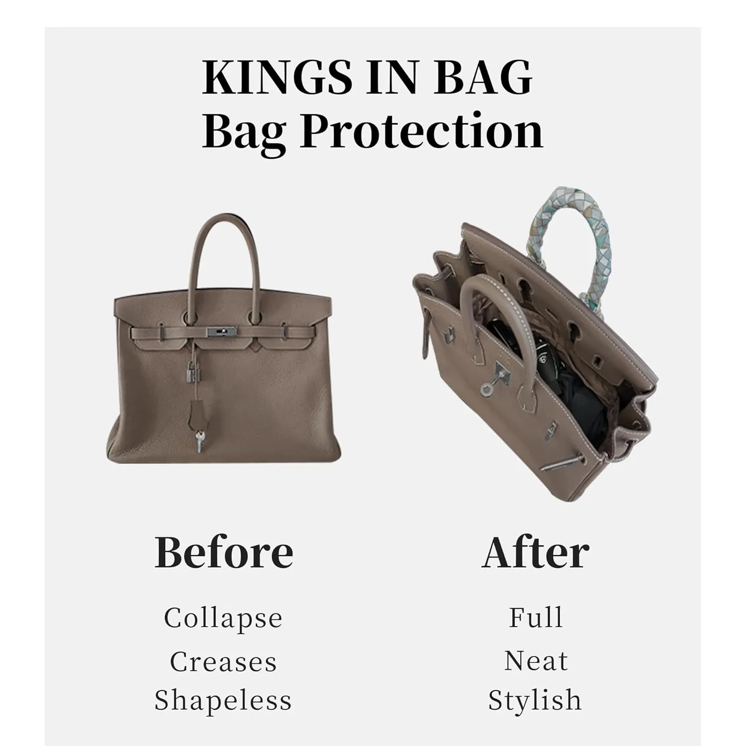 Silky Maxi 2.55 Handbag Organizer Insert, KINGS IN BAG Purse Organizer Compatible with Chanel Maxi 2.55 Bag, Lightweight and Soft Touch Bag Shaper with Pockets (Maxi 2.55, Peral Grey)