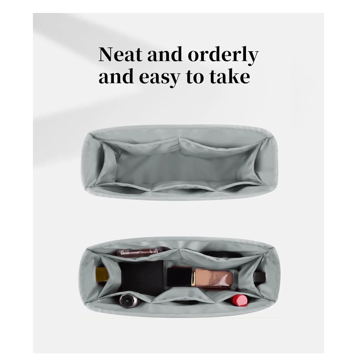 Silky Maxi 2.55 Handbag Organizer Insert, KINGS IN BAG Purse Organizer Compatible with Chanel Maxi 2.55 Bag, Lightweight and Soft Touch Bag Shaper with Pockets (Maxi 2.55, Peral Grey)
