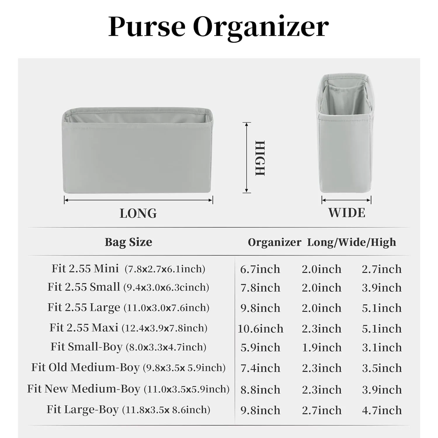 Silky Maxi 2.55 Handbag Organizer Insert, KINGS IN BAG Purse Organizer Compatible with Chanel Maxi 2.55 Bag, Lightweight and Soft Touch Bag Shaper with Pockets (Maxi 2.55, Peral Grey)