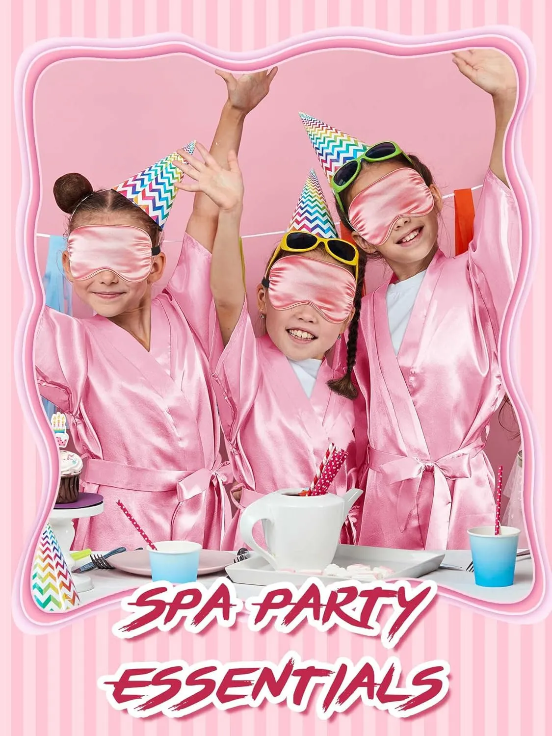 Sintuff 24 Pcs Sleepover Party Supplies for Girls 6 Spa Party Robes 6 Tote Bags 6 Headbands 6 Spa Masks